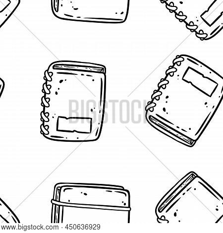 Cute Cartoon Sketchbook Doodles Seamless Border Pattern. Vector Repeatable Background Tile. Cozy Cra