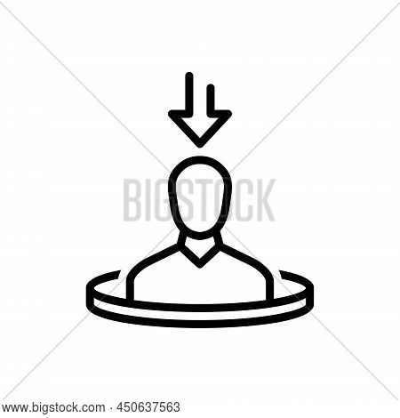 Black Line Icon For Here Hither Therein This-way Arrow Person Present