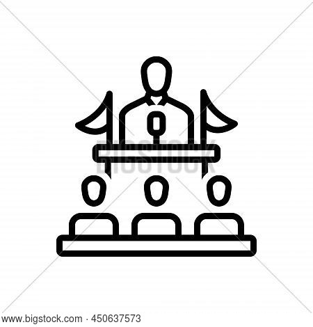 Black Line Icon For Senators Senate-member Lawmaker Legislator Politician Podium Conference