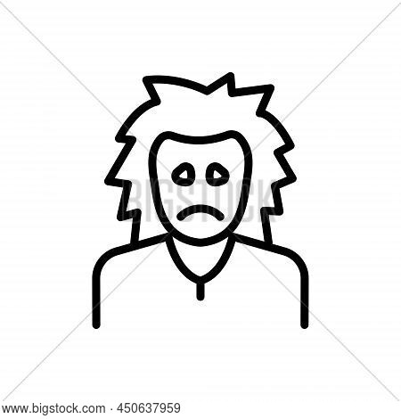 Black Line Icon For Sad Unhappy Sorrowful Indifferent Nostalgic Frigid