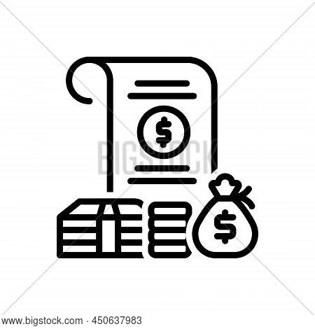 Black Line Icon For Amount Congeries Currency Cash Finance Money Wealth