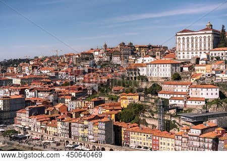 Porto, Portugal - February 6, 2022: Panoramic View Of The Rooftop Of Porto, Portugal.