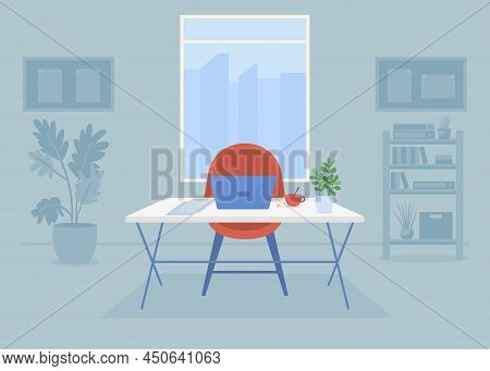 Workplace Flat Color Vector Illustration. Top Manager Workspace. Comfortable Personal Office. Busine