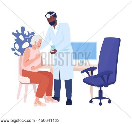 Panic Attack At Medical Appointment Semi Flat Color Vector Characters. Posing Figure. Full Body Peop