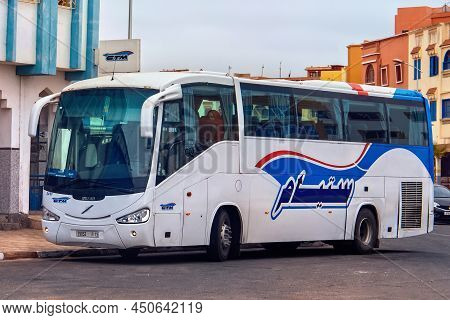 Essaouira, Morocco - June 11, 2017: The Large Intercity Bus Of The Ctm Company On The Center Station