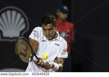 Rio, Brazil - February 15, 2022: Thiago Monteiro (bra) Plays Against Sebastian Baez (arg) In Match A