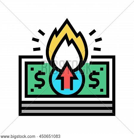 Dollar Inflation Color Icon Vector. Dollar Inflation Sign. Isolated Symbol Illustration