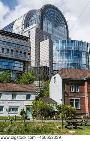 Brussels City Center -  Belgium - 04 27 2019 - Cityscape With The European Parliament, The Leopold P
