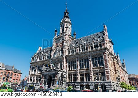Schaerbeek, Brussels, Belgium - 06 29 2019 - The Facade Of The Town Hall In Neo- Renaissance Style