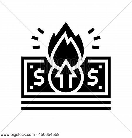 Dollar Inflation Glyph Icon Vector. Dollar Inflation Sign. Isolated Contour Symbol Black Illustratio