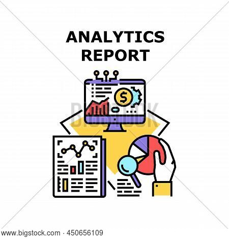Analytics Report Vector Icon Concept. Analytics Report Researching Financial Manager On Document Lis