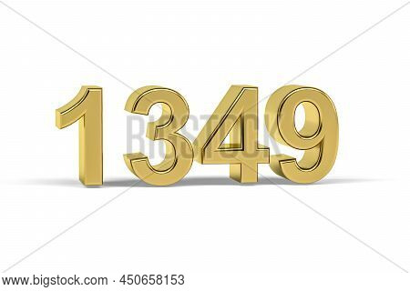 Golden 3d Number 1349 - Year 1349 Isolated On White Background - 3d Render
