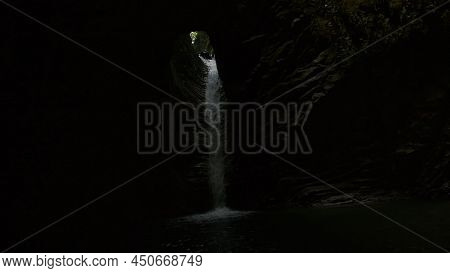 Amazing Beautiful Waterfall In Deep Cave At The Chinese National Park. Creative. Small Waterfall Ins