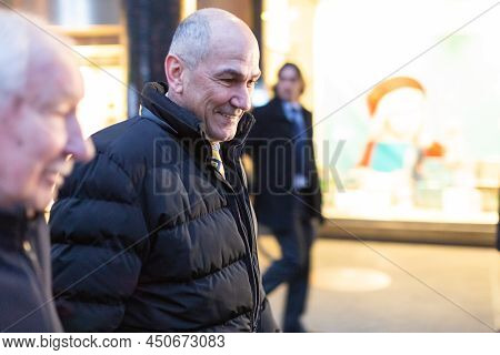 Slovenia, Ljubljana - March 2 2022: Prime Minister Janez Jansa, Keynote Speaker At The Protest In Su