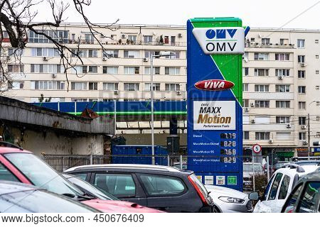 Price Of Fuel. View Of Omv Gas Station In Bucharest, Romania, 2022