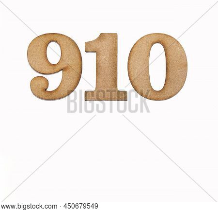 Number 910 - Piece Of Wood Isolated On White Background