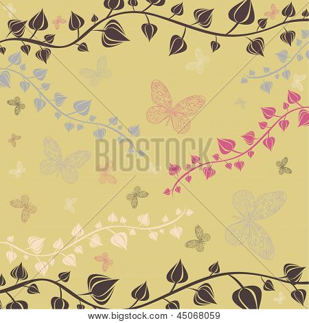 Illustrazione vettoriale di fiori e farfalle
