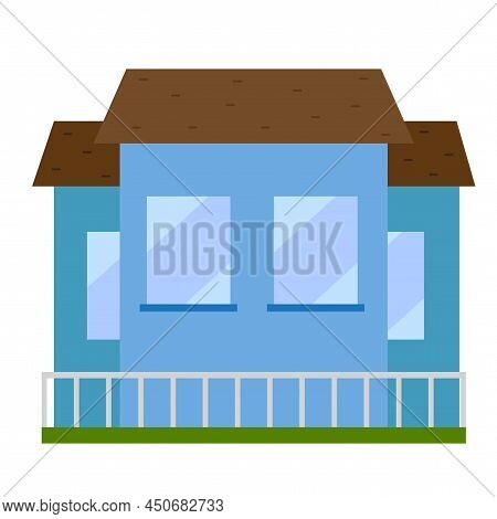Flat House For Concept Design. House Exterior. Business Concept. Vector Illustration. Stock Image.