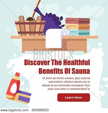 Discover Healthful Benefits Of Sauna, Vector Web