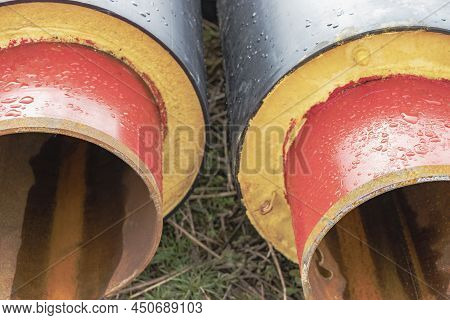 Metal Pipes With Thermal Insulation Of The District Heating System For Minimal Heat Loss. Sustainabl