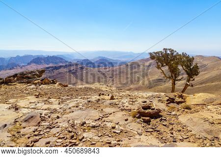 View Of Desert Mountain Landscape, Near Petra, In Southern Jordan