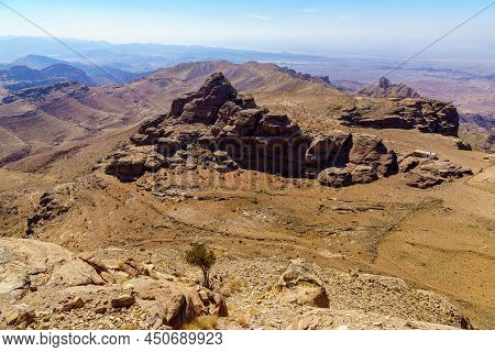 View Of Desert Mountain Landscape, Near Petra, In Southern Jordan