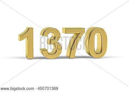 Golden 3d Number 1370 - Year 1370 Isolated On White Background - 3d Render
