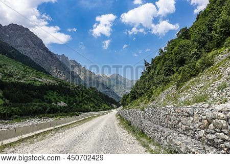 A Mountain Valley In The Gorge Of The Cherek-balkar River In The Vicinity Of The Ushtulu Tract. Cauc