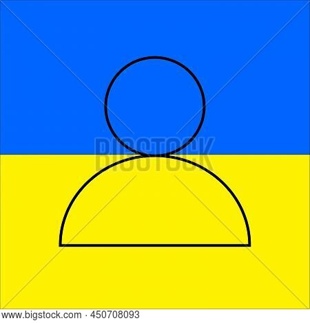 Man Icon On Ukraine Flag. Together With Ukraine. A Simple Illustration In The Form Of Icons, Symbols