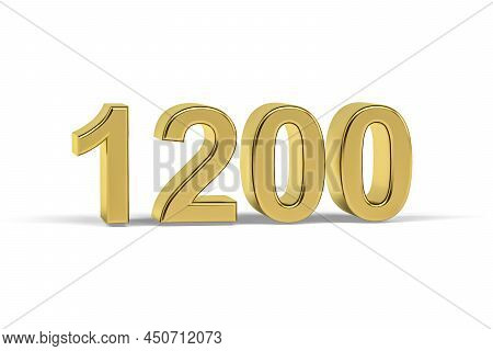 Golden 3d Number 1200 - Year 1200 Isolated On White Background - 3d Render