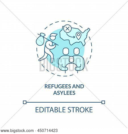 Refugees And Asylees Turquoise Concept Icon. Seekers Of Safety. Migration Passways Abstract Idea Thi