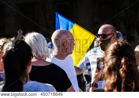 March 6, 2022 Buenos Aires Argentina: Horacio RodrÃ­guez Larreta of the march in support of Ukraine during the Russian aggression in Buenos Aires
