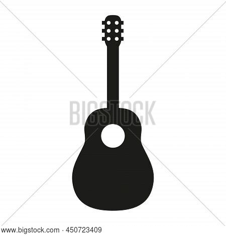Guitar Icon. Black Silhouette. Musical Instrument. Vector Illustration Isolated On White.