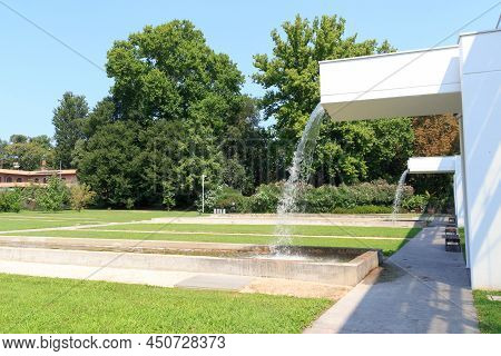 Greenhouse With Artificial Waterfalls In Botanical Garden (orto Botanico) In Padua, Italy