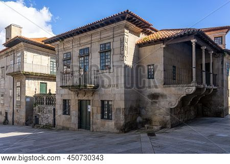 Pontevedra, Spain - October 25, 2021: Castro Monteagudo Building In The Old Town Of Pontevedra, Gali
