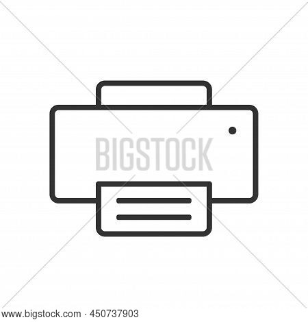 Printer And Paper Outline. Fax Office In Vector