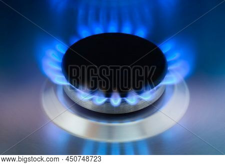 Gas Burning In The Burner Of Gas Hob