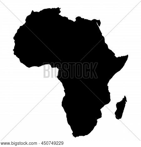 Map Of Africa, Sign Silhouette. World Map Globe. Vector Illustration Isolated On White Background. A