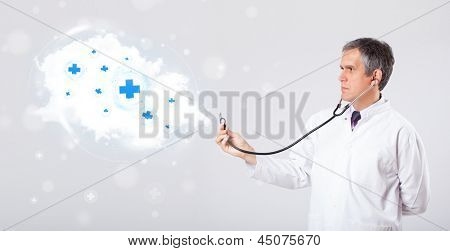 Profesyonel doktor tıbbi işaretleri soyut bulut dinleme