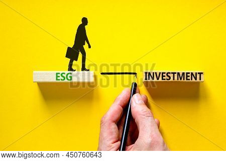 Esg Environmental Social Governance Investment Symbol. Concept Words Esg Investment On Blocks On A B