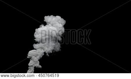 Grey Contamination Smoke Exhaust From Urban Fire On Black, Isolated - Industrial 3d Illustration