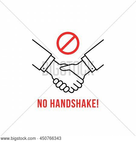 Red And Thin Line No Handshake Icon. Flat Simple Style Trend Modern Without Hand Shake Logotype Grap
