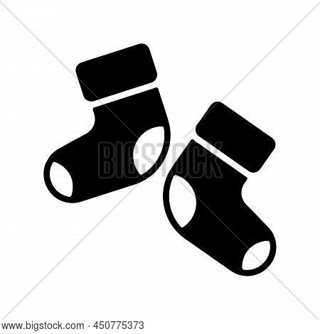 Baby Socks Bootees Vector Glyph Icon. Graph Symbol For Children And Newborn Babies Web Site And Apps