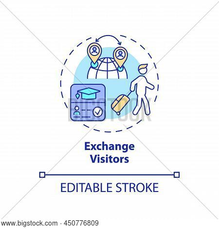 Exchange Visitors Concept Icon. Foreign Students. Migration Passways Abstract Idea Thin Line Illustr
