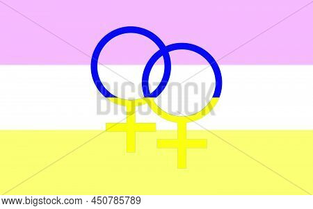 Lesbian Twinks Flag Symbol Vector Icon. Lgbtq Symbol. Peace To Ukraine. Flag.