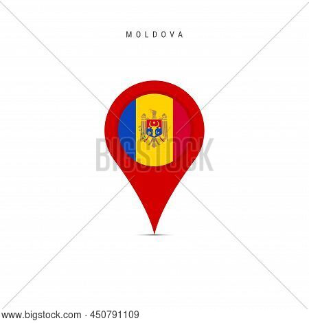 Teardrop Map Marker With Flag Of Moldova. Moldavian Flag Inserted In The Location Map Pin. Flat Vect