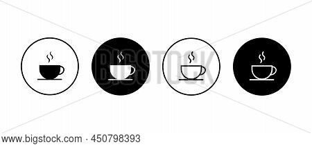 Coffee Cup Vector Icons Set. Cup A Tea And Coffee, Symbol In Circle