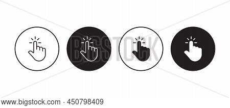 Hand Cursor Vector Icons Set. Cursor Sign Symbol In Circle
