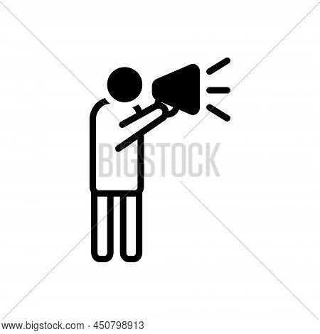 Black Solid Icon For Ambassador Envoy Pursuivant Diplomat Advertisement Megaphone