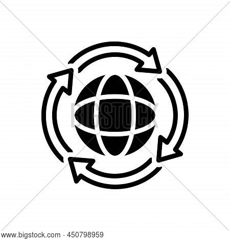 Black Solid Icon For Refresh Freshen Recommence Worldwide Restart Repeat Reload